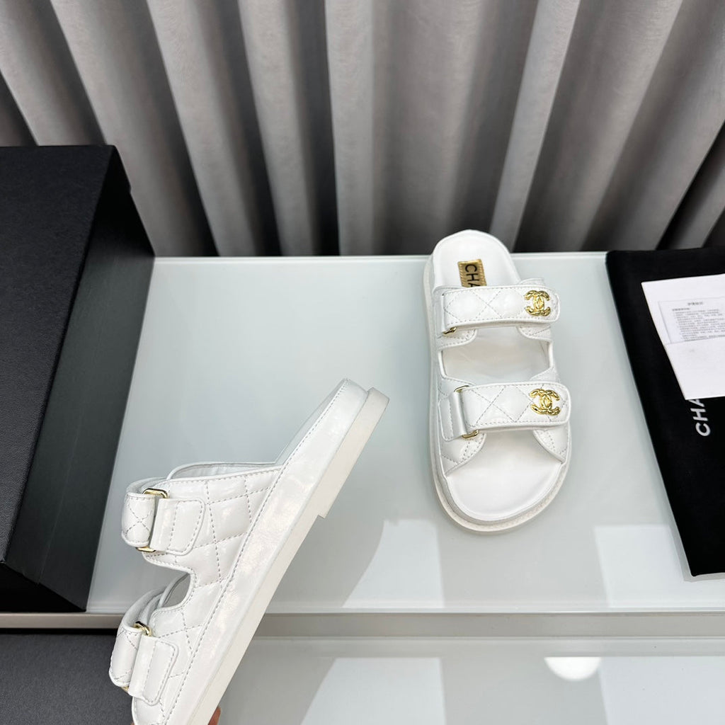 dad sandals white patent lambskin mules