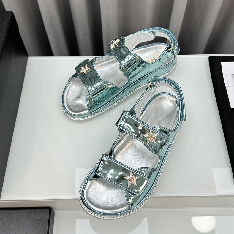 dad sandals cloud blue metalic lambskin