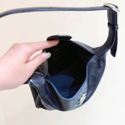 CHANEL 26S HOBO SHOULDER BAG 13 IN BLACK LAMBSKIN