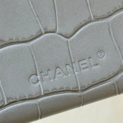 CHANEL 26S MINI BOX BAG 14 IN GRAY CALFSKIN CROCODILE EMBOSSED