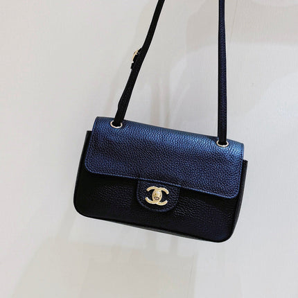 CHANEL 26S MINI FLAP BAG 13 IN BLACK CALFSKIN GRAINED