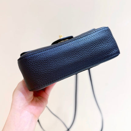 CHANEL 26S MINI FLAP BAG 13 IN BLACK CALFSKIN GRAINED