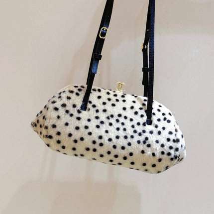 CHANEL 26S MINI BOWLING BAG 29 IN BEIGE AND BLACK FAUX FUR