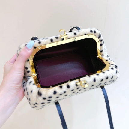CHANEL 26S MINI BOWLING BAG 29 IN BEIGE AND BLACK FAUX FUR