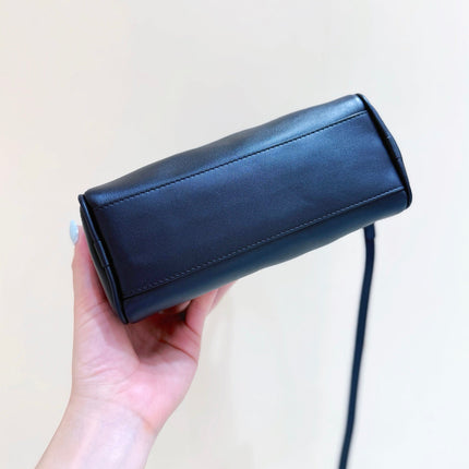 CHANEL 26S MINI BOWLING BAG 13 IN BLACK CALFSKIN