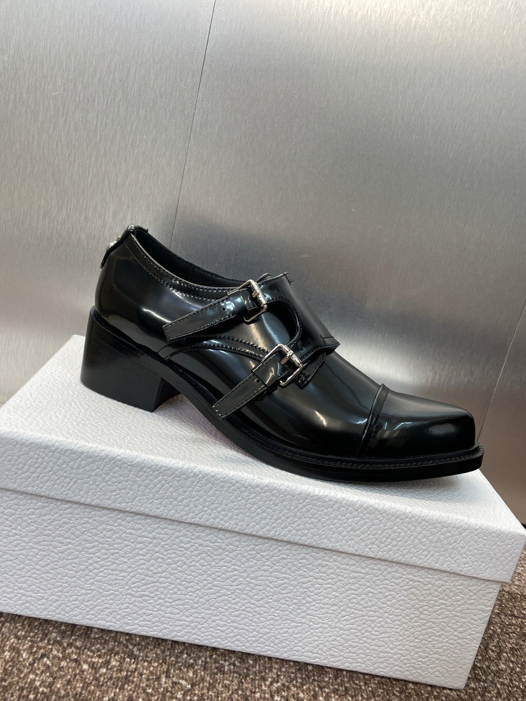 DIOR 25S D-IVIERA SERIES LOW-CUT DEEP VAMP LOAFERS 35MM IN BLACK GLOSSY CALFSKIN