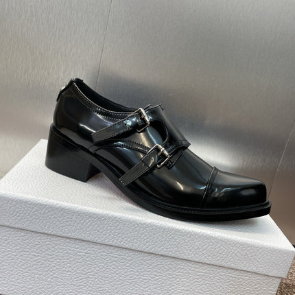 DIOR 25S D-IVIERA SERIES LOW-CUT DEEP VAMP LOAFERS 35MM IN BLACK GLOSSY CALFSKIN