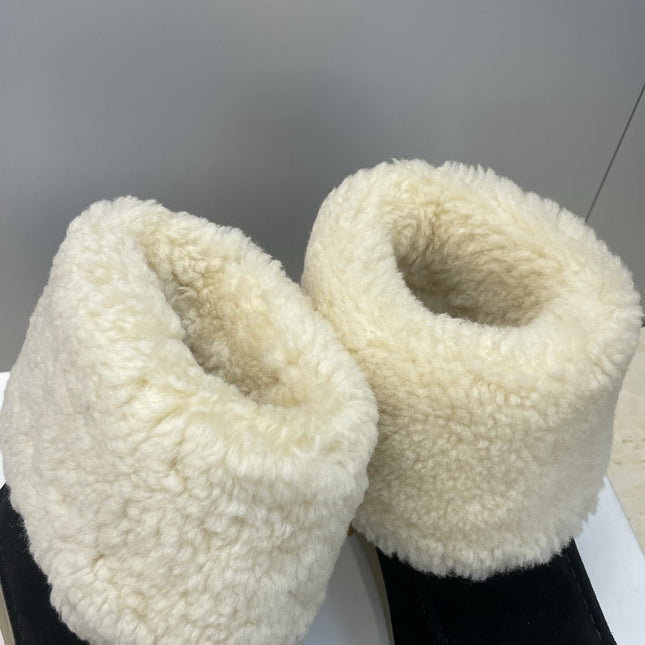 CHLOÉ 26S SHEARLING BOOTS IN BLACK SUEDE