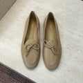 CELINE 26S BALLET FLATS IN DARK BEIGE LAMBSKIN WITH BOW