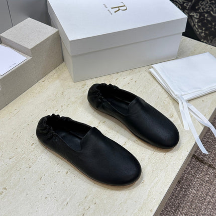 THE ROW 26S BALLET FLATS IN BLACK CALFSKIN