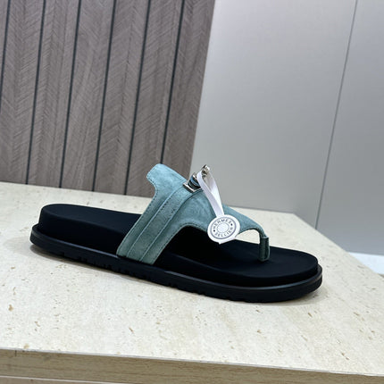 HM 26S EMPIRE SANDAL IN DUSTY SKY BLUE SUEDE SILVER HARDWARE