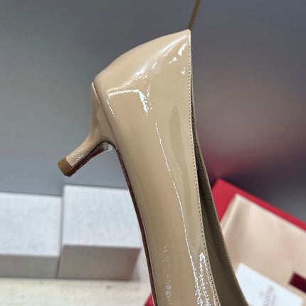 VALENTINO 26S HIGH HEELS 40 MM IN BEIGE PATENT CALFSKIN