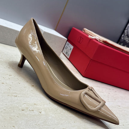 VALENTINO 26S HIGH HEELS 40 MM IN BEIGE PATENT CALFSKIN