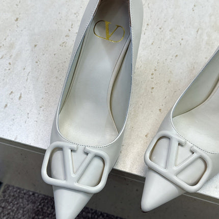 VALENTINO 26S HIGH HEELS 80 MM IN CREAM WHITE CALFSKIN
