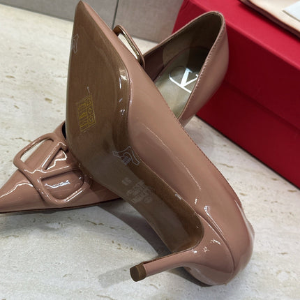 VALENTINO 26S HIGH HEELS 80 MM IN NUDE PATENT CALFSKIN