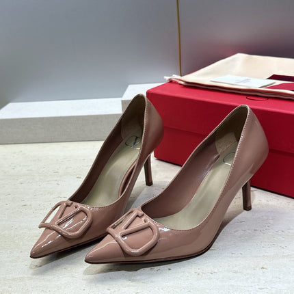 VALENTINO 26S HIGH HEELS 80 MM IN NUDE PATENT CALFSKIN
