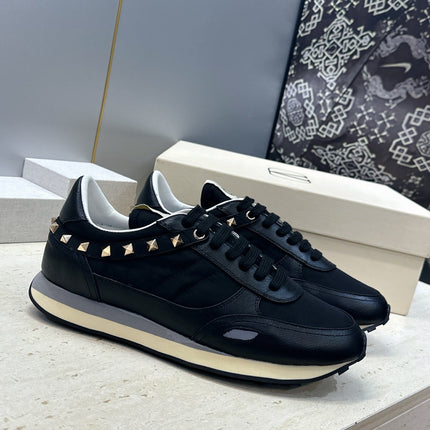 VALENTINO 26S ROCKRUNNER SNEAKERS IN BLACK CALFSKIN AND FABRIC