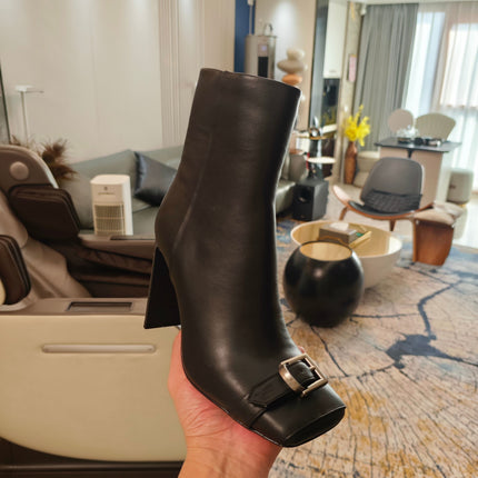 BALENCIAGA 25S BEL AIR BOOTS 115 MM IN BLACK CALFSKIN WITH SILVER HARDWARE
