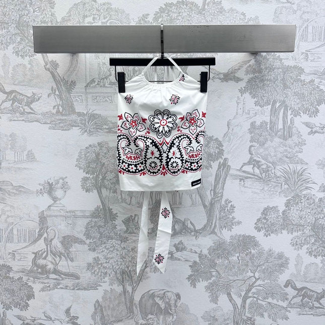 MIUMIU HALTER NECK TOP WITH PRINT 267875