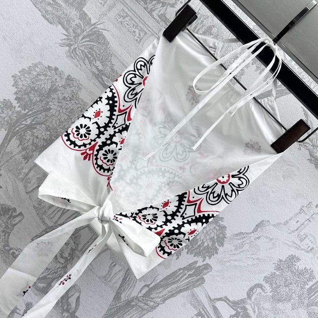 MIUMIU HALTER NECK TOP WITH PRINT 267875