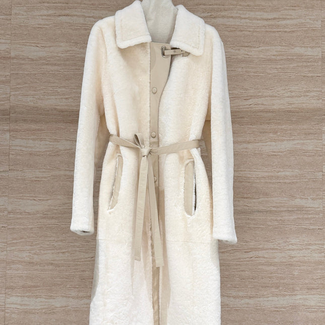 HERMES 25S LONG SHEARLING COAT 472