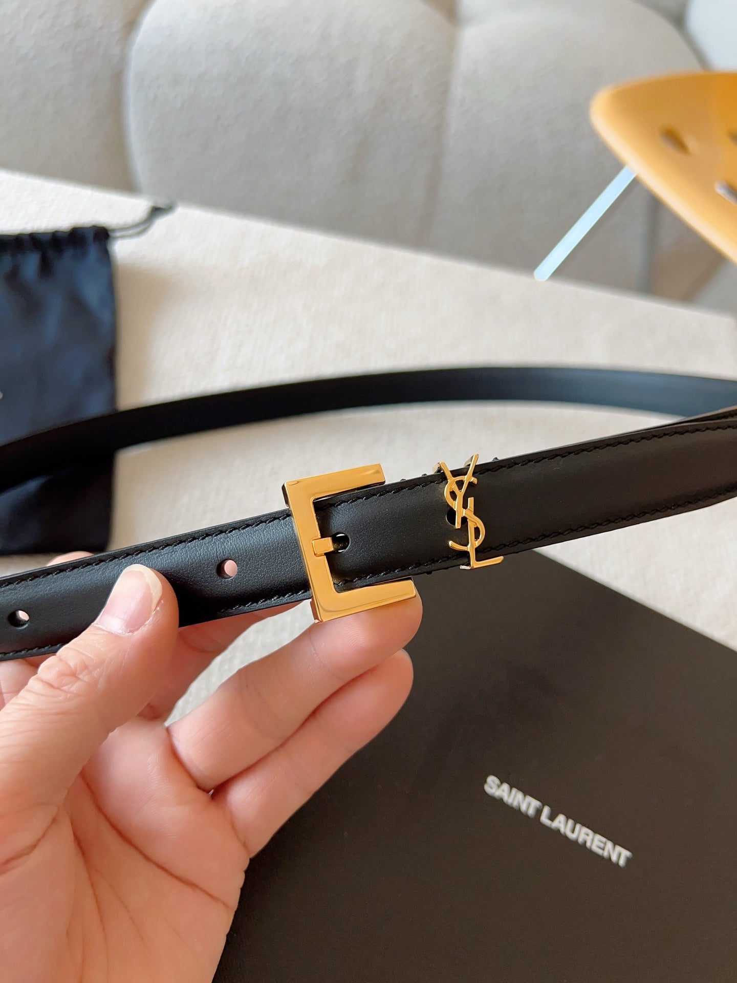 YSL 25S BELT 30 MM IN BLACK CALFSKIN 588783