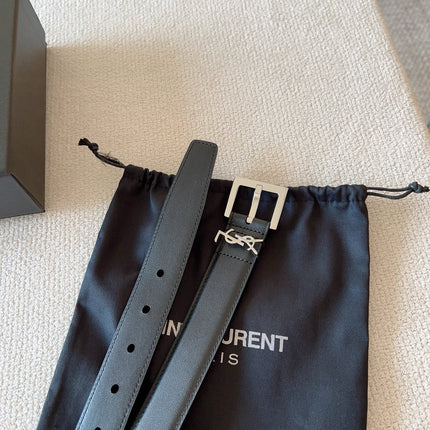 YSL 25S BELT 20 MM IN BLACK CALFSKIN 588784