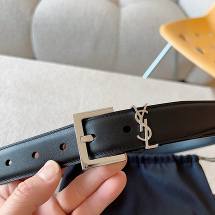 YSL 25S BELT 20 MM IN BLACK CALFSKIN 588784