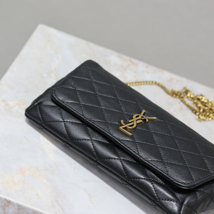 YSL 25S SAINT LAURENT GABY 19 IN BLACK QUILTED CALFSKIN GOLD HARDWARE
