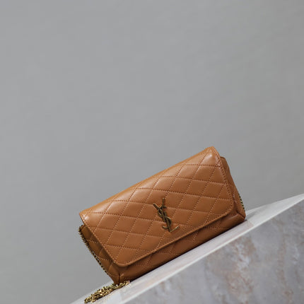 YSL 25S SAINT LAURENT GABY 19 IN FOX QUILTED CALFSKIN GOLD HARDWARE