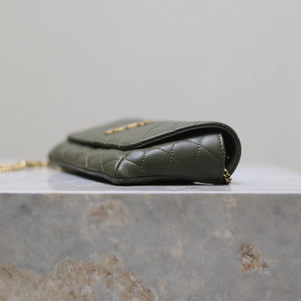 YSL 25S SAINT LAURENT GABY 19 IN DARK OLIVE QUILTED CALFSKIN GOLD HARDWARE