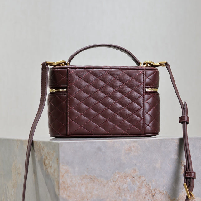 GABY MINI VANITY 18 IN AUBURN RED LAMBSKIN GOLD HARDWARE