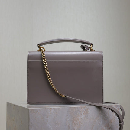 YSL 25S SUNSET MM 25 IN GRAYISH PURPLE CALFSKIN GOLD HARDWARE