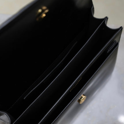 YSL 25S SUNSET BAG 22 IN BLACK CALFSKIN AND SUEDE GOLD HARDWARE