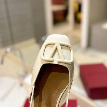 VALENTINO 26S SLINGBACK IN CREAM WHITE PATENT CALFSKIN