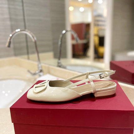 VALENTINO 26S SLINGBACK IN CREAM WHITE PATENT CALFSKIN
