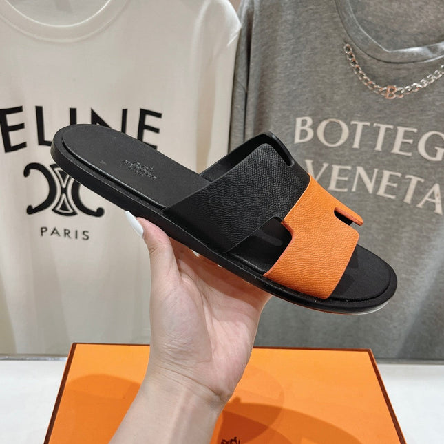 IZMIR SANDAL BLACK MIX ORANGE LAMBSKIN