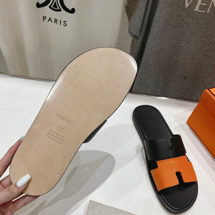 IZMIR SANDAL BLACK MIX ORANGE LAMBSKIN
