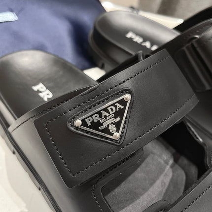 PRA STRAP SANDALS BLACK CALFSKIN