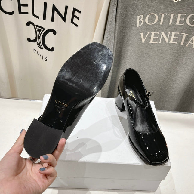 MEDIUM - HEEL MARY JANE SHOES IN BLACK GLOSSY CALFSKIN