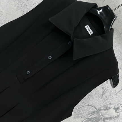 Loewe 25 Sleeveless Pleated Shirt Black Polyester Fiber