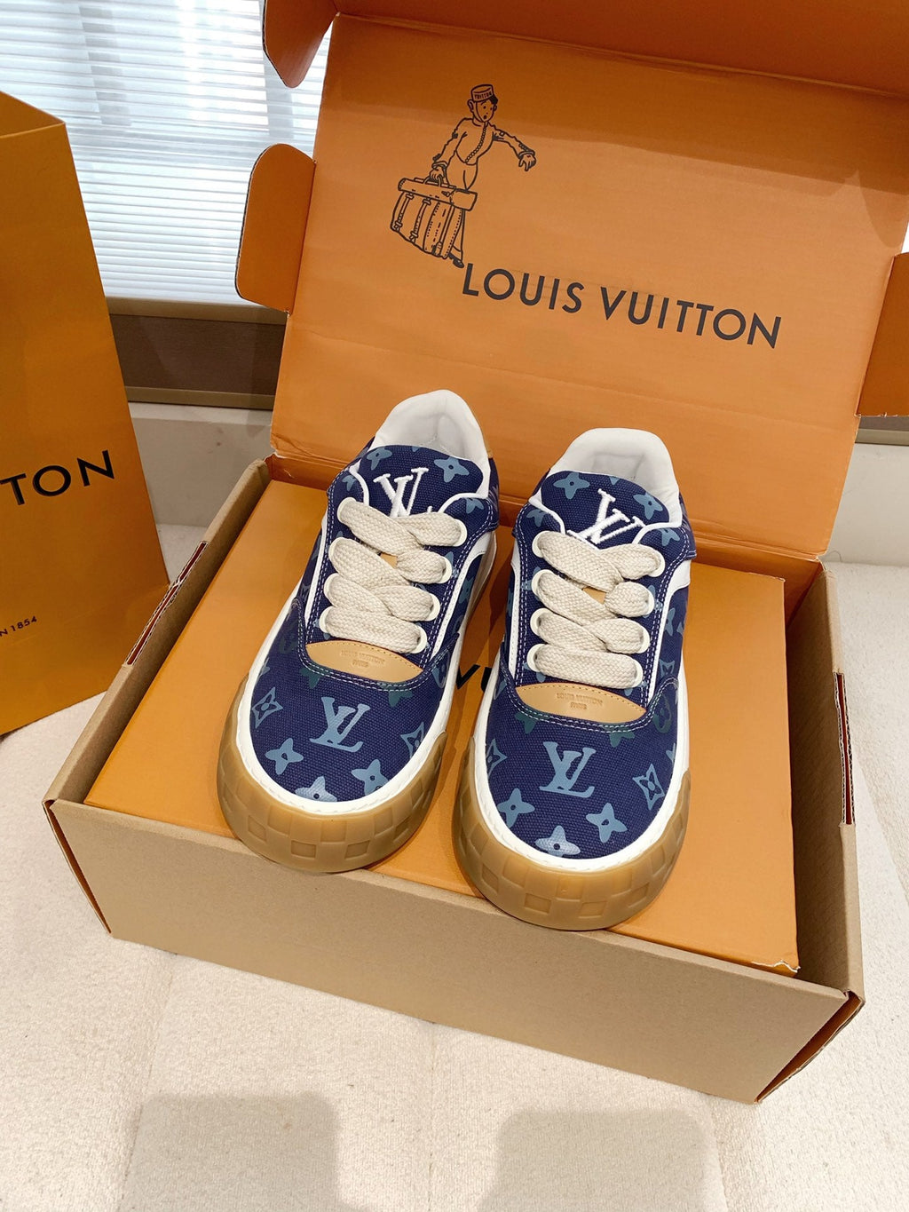 LV 26S TILTED SNEAKERS IN DARK BLUE MONOGRAM CANVAS