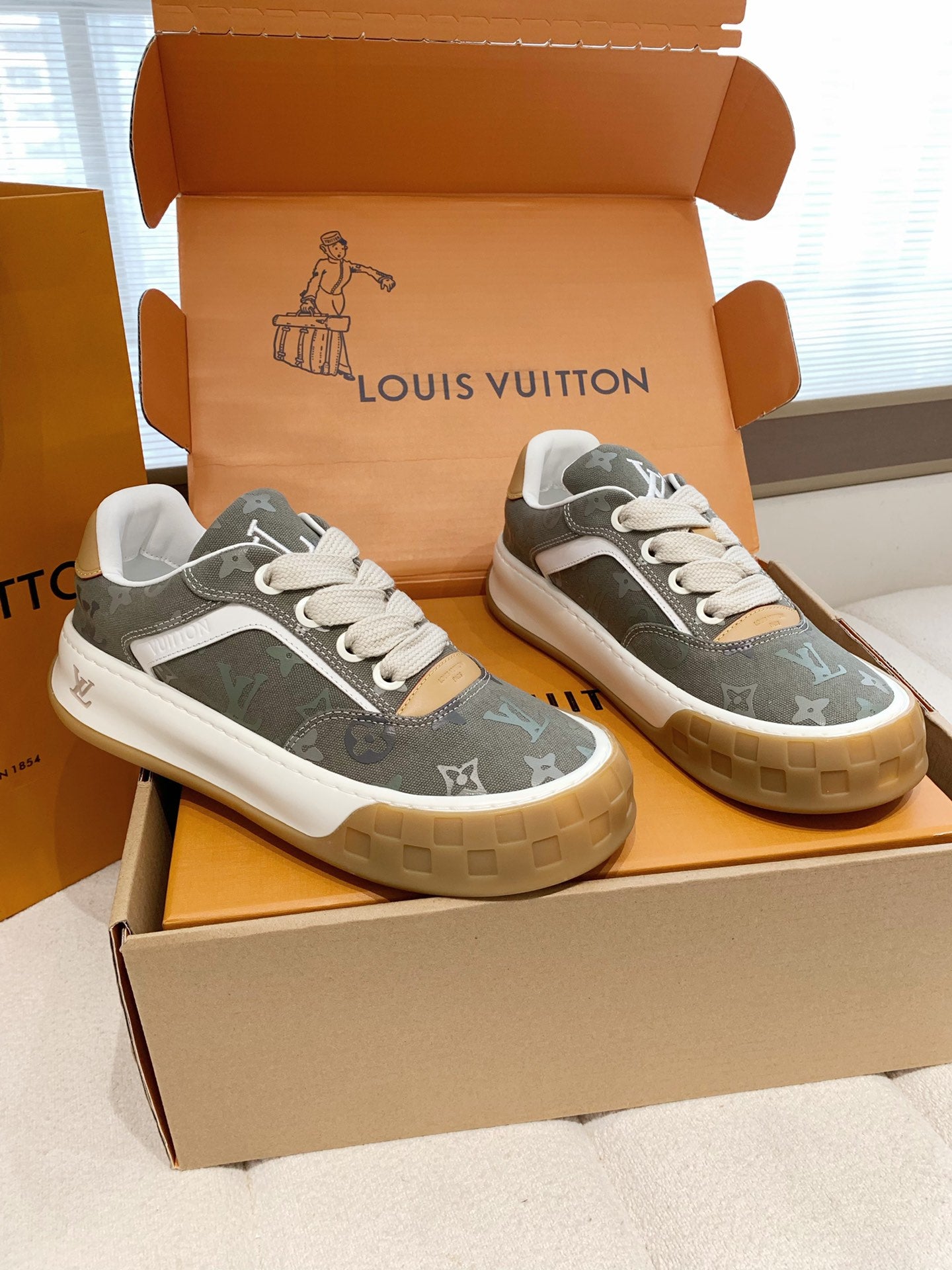 LV 26S TILTED SNEAKERS IN KHAKI GREEN MONOGRAM CANVAS
