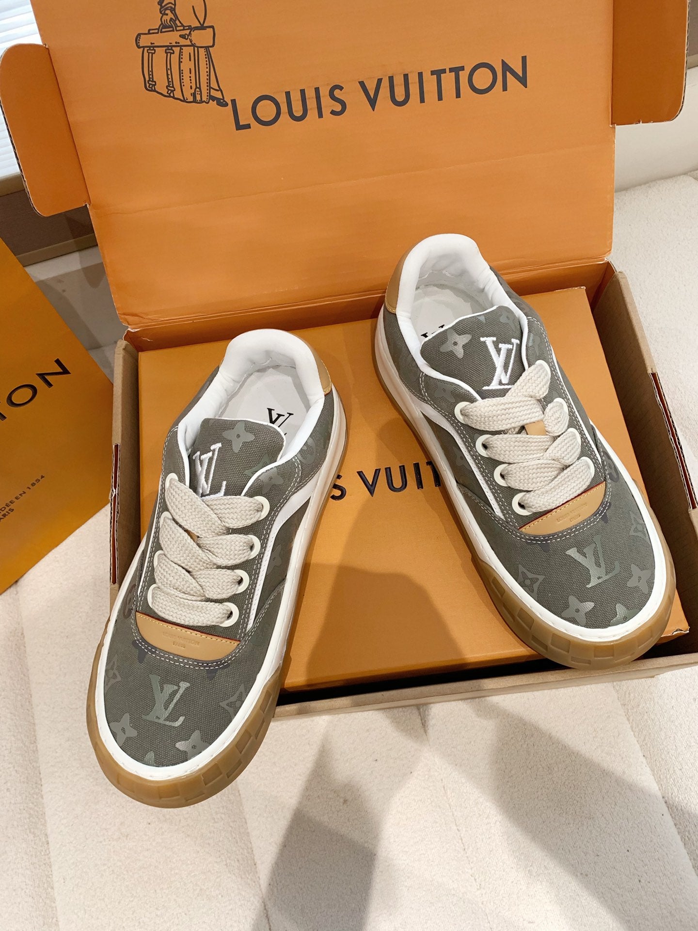 LV 26S TILTED SNEAKERS IN KHAKI GREEN MONOGRAM CANVAS