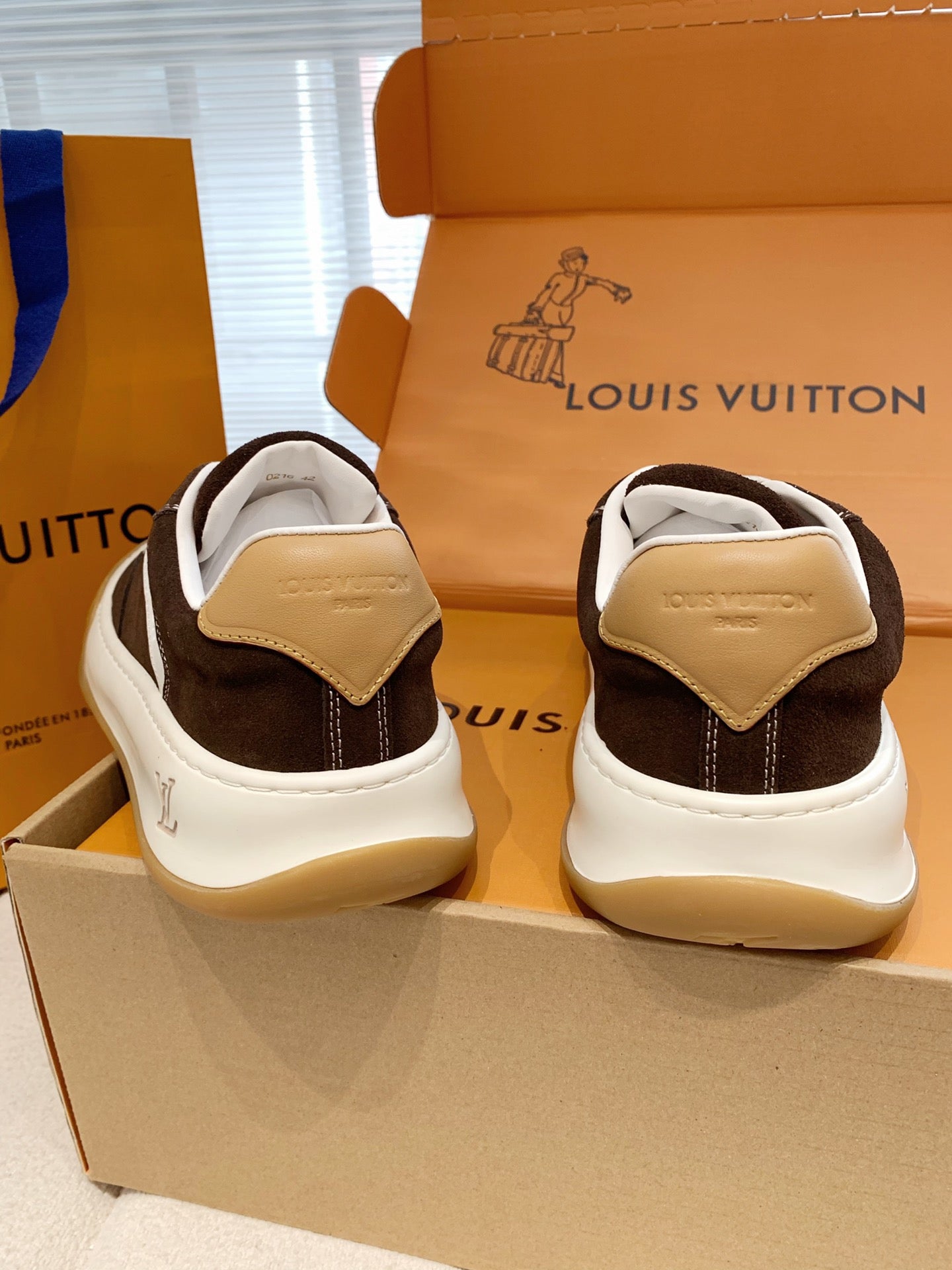 LV 26S TILTED SNEAKERS IN DARK BROWN SUEDE