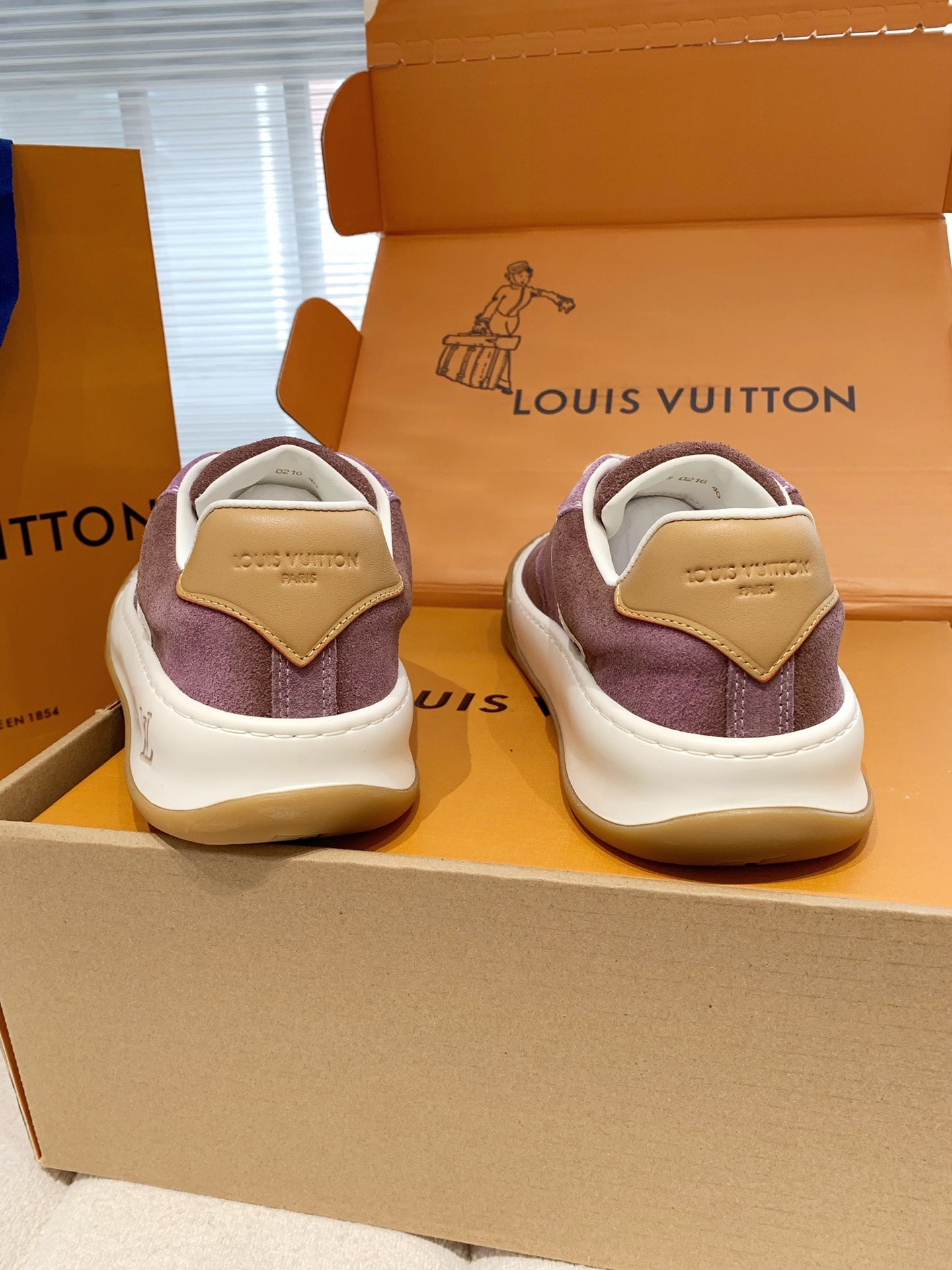 LV 26S TILTED SNEAKERS IN LILAC PURPLE SUEDE