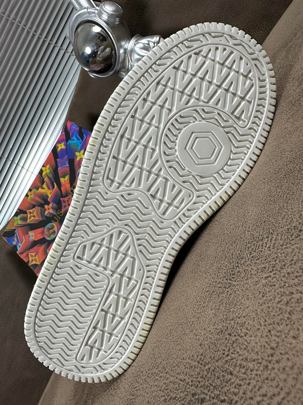 LV TRAINER SHOES IN WHITE MIX BLUE CALFSKIN