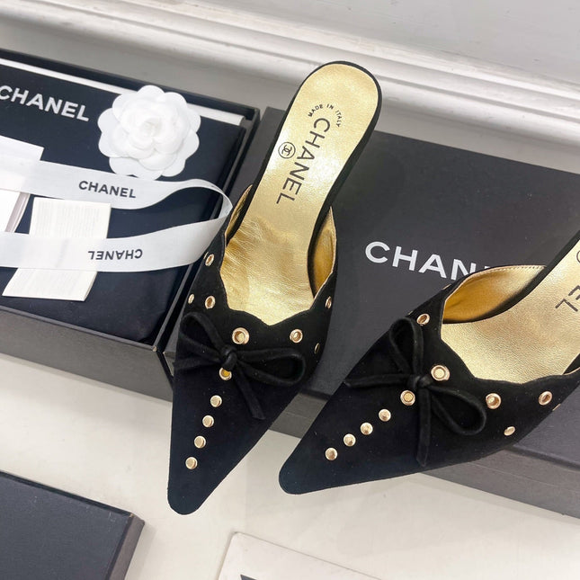 HIGH 65 MM MULE IN BLACK SUEDE