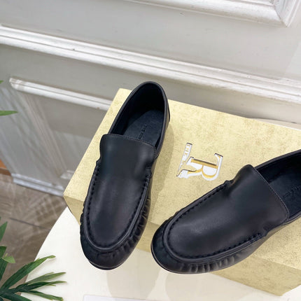 THE ROW 26S MOCCASIN LOAFERS 20MM IN BLACK CALFSKIN