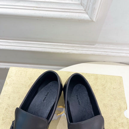 THE ROW 26S MOCCASIN LOAFERS 20MM IN BLACK CALFSKIN